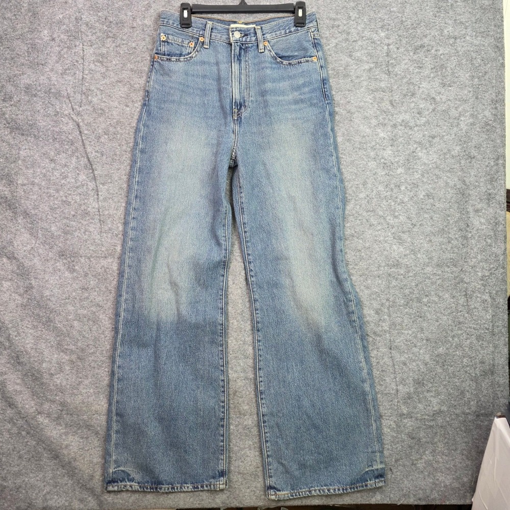 Levis Premium Ribcage Wide Leg Jeans High Rise Blue Denim W28 L32 A6081-0022